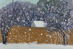 Snow on plum and apple blossoms  (sold)